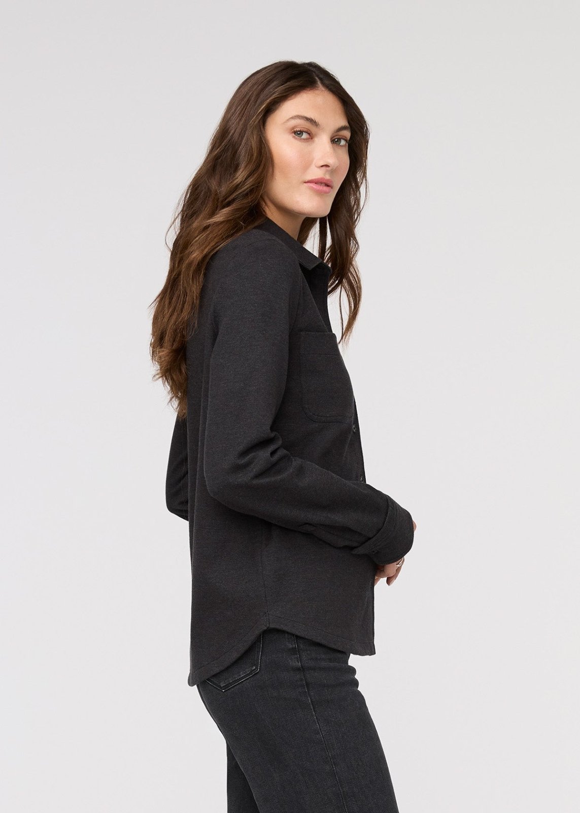 Performance Flannel Button Down - Heather Black