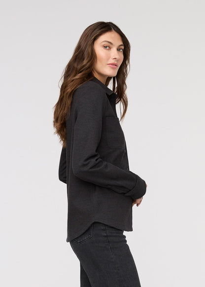 Performance Flannel Button Down - Heather Black