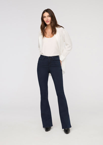 No Sweat Denim High Rise Flare - Dusk Blue