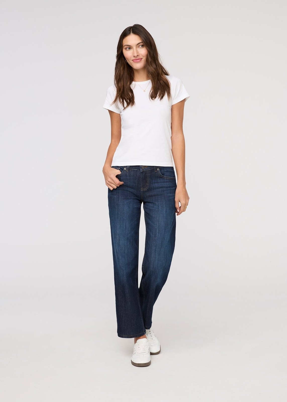 Performance Denim Mid Rise Straight - Marina Blue