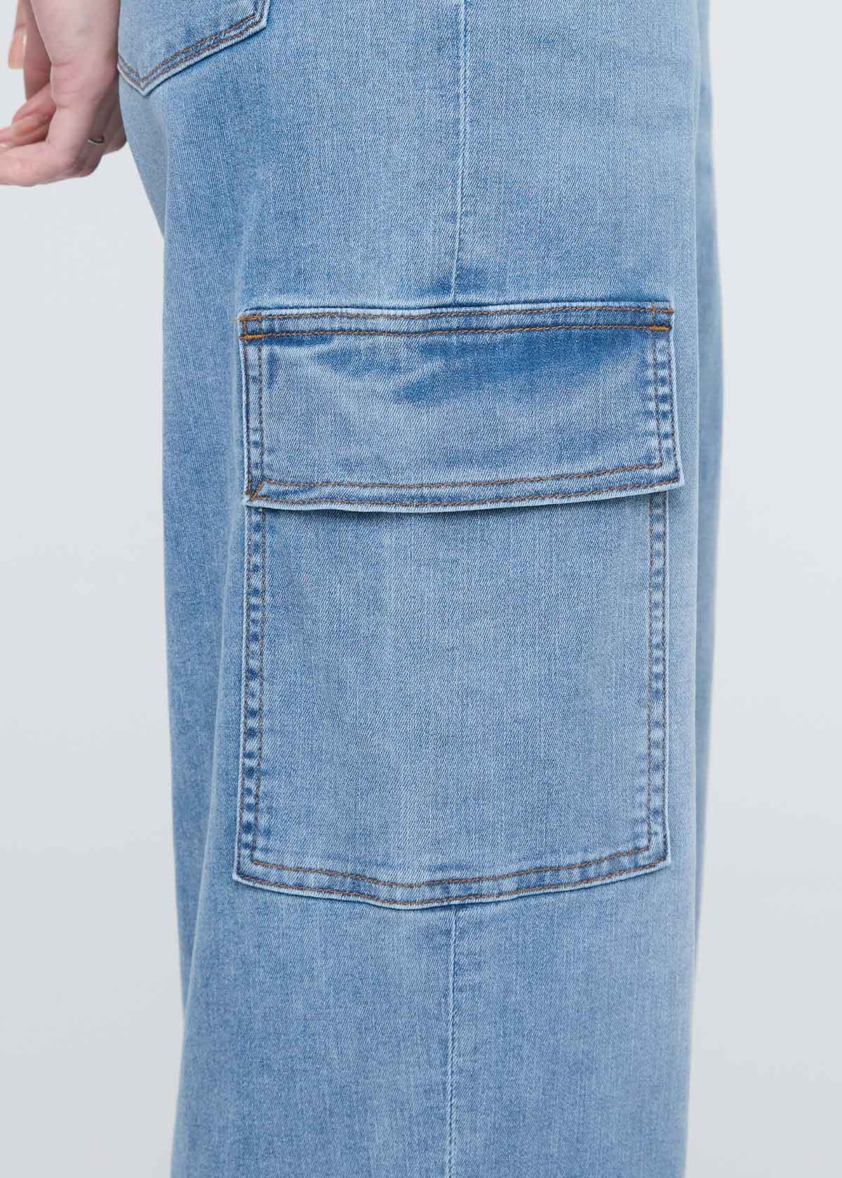 Performance Denim Lite High Rise Cargo - Pacific