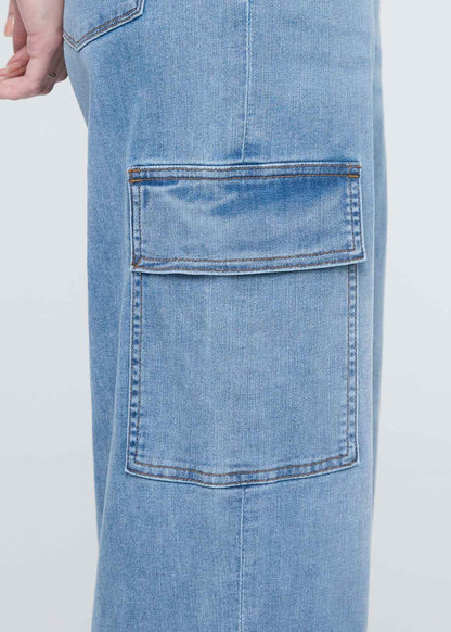Performance Denim Lite High Rise Cargo - Pacific