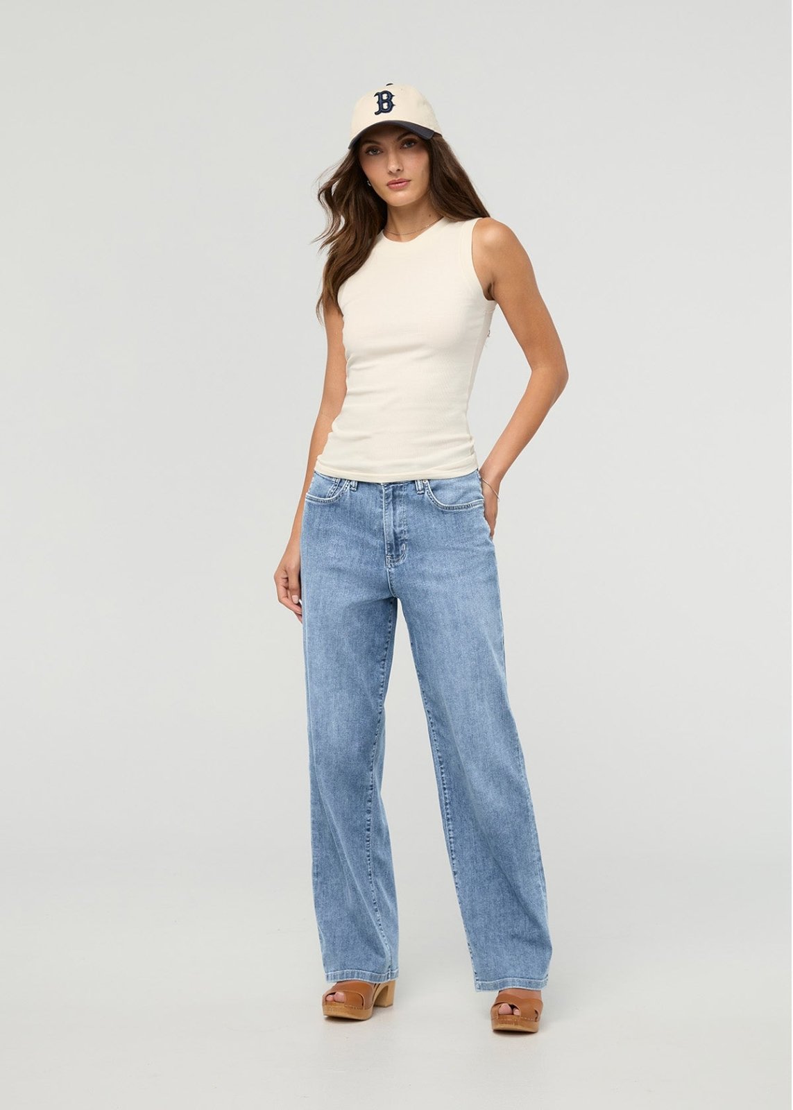 Performance Denim Lite High Rise Straight - Light Stone