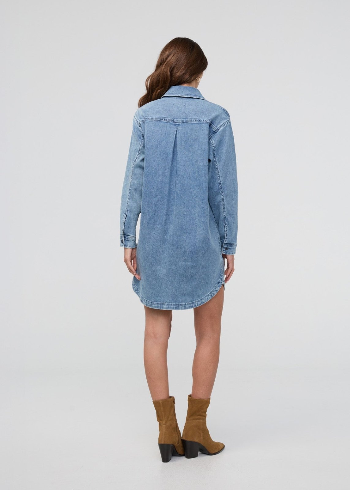 Performance Denim Lite Shirt Dress - Washed Indigo