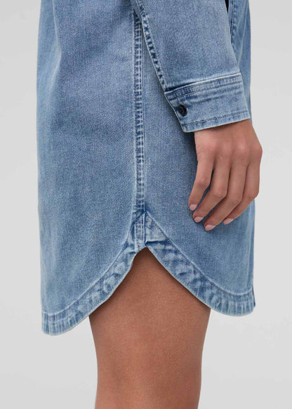 Performance Denim Lite Shirt Dress - Washed Indigo