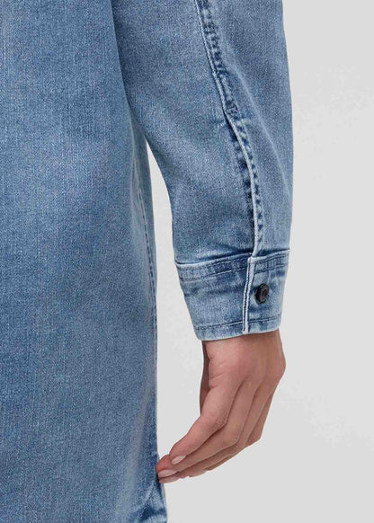 Performance Denim Lite Shirt Dress - Washed Indigo
