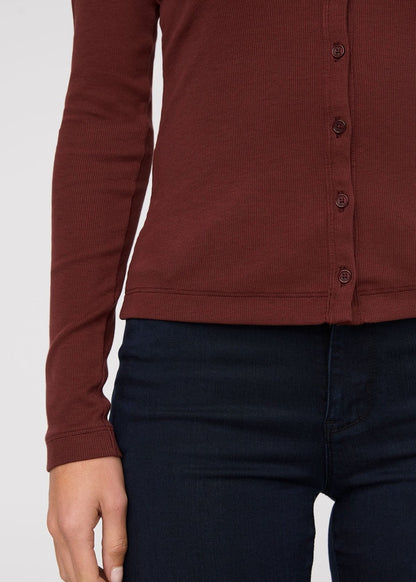 Ribbed Pima Fitted Button Down - Rich Maroon