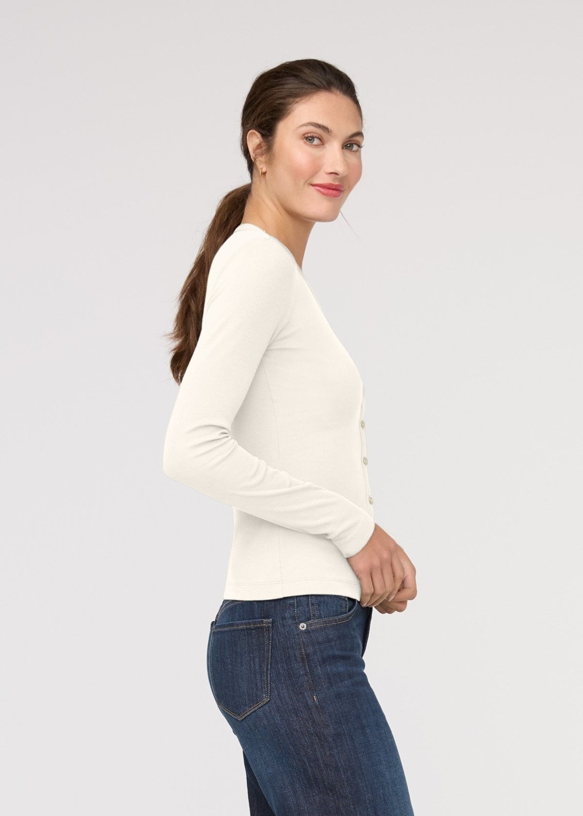 Ribbed Pima Fitted Button Down - Ecru