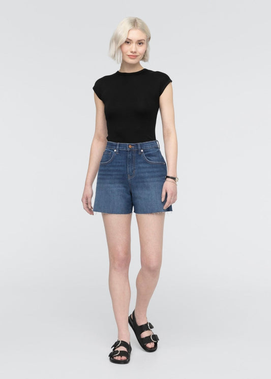 Performance Denim+ High Rise Relaxed Short - Medium Indigo