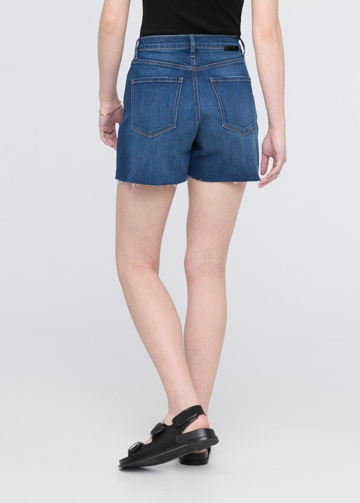 Performance Denim+ High Rise Relaxed Short - Medium Indigo