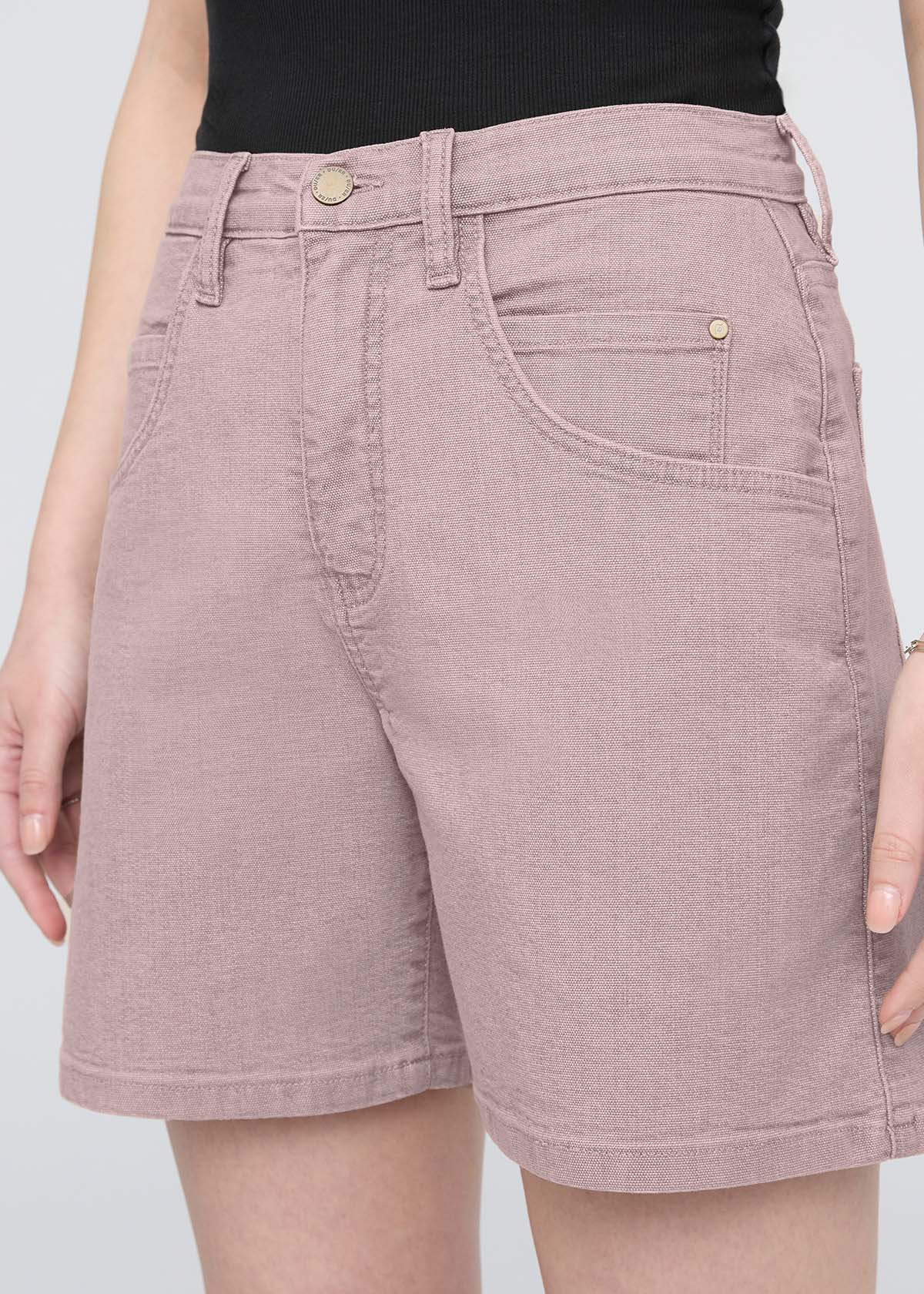 Stretch Canvas High Rise Relaxed Short - Chalk