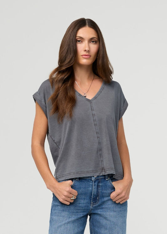 PurePima Dolman V-Neck - Washed Grey