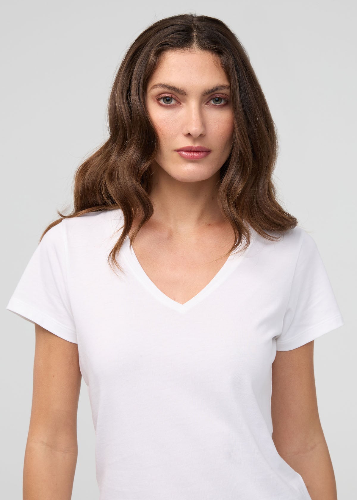 PurePima Slim V-Neck - White