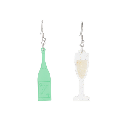 'Bolly' Champagne Bottle & Glass Earrings