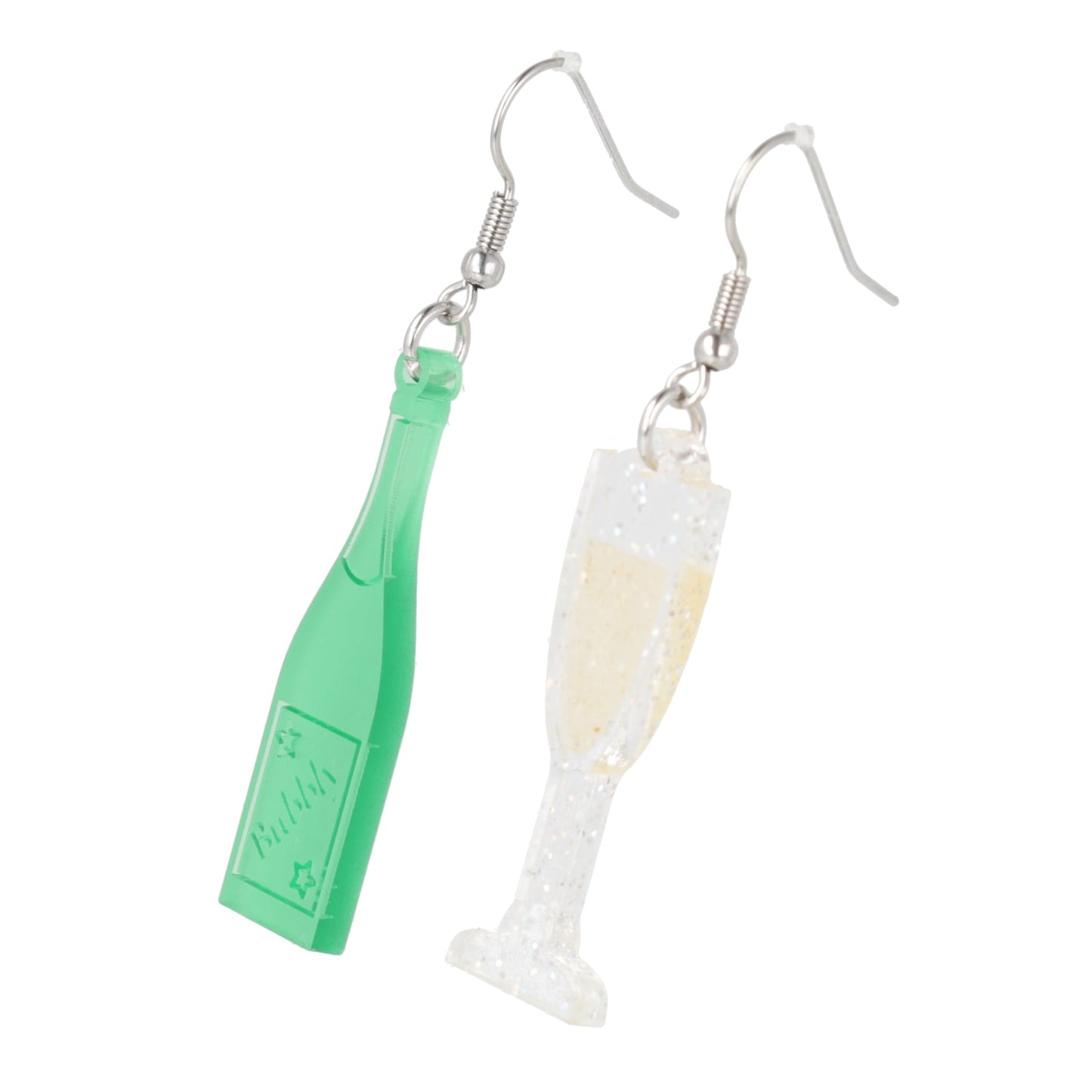 'Bolly' Champagne Bottle & Glass Earrings