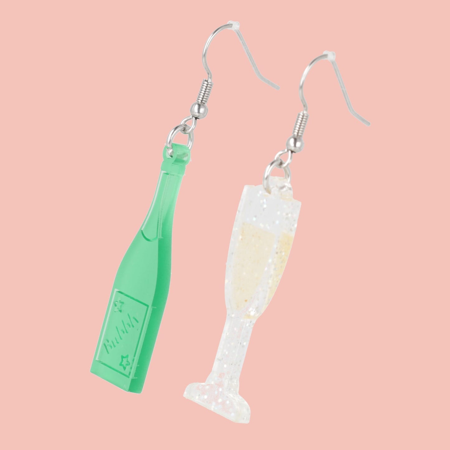 'Bolly' Champagne Bottle & Glass Earrings