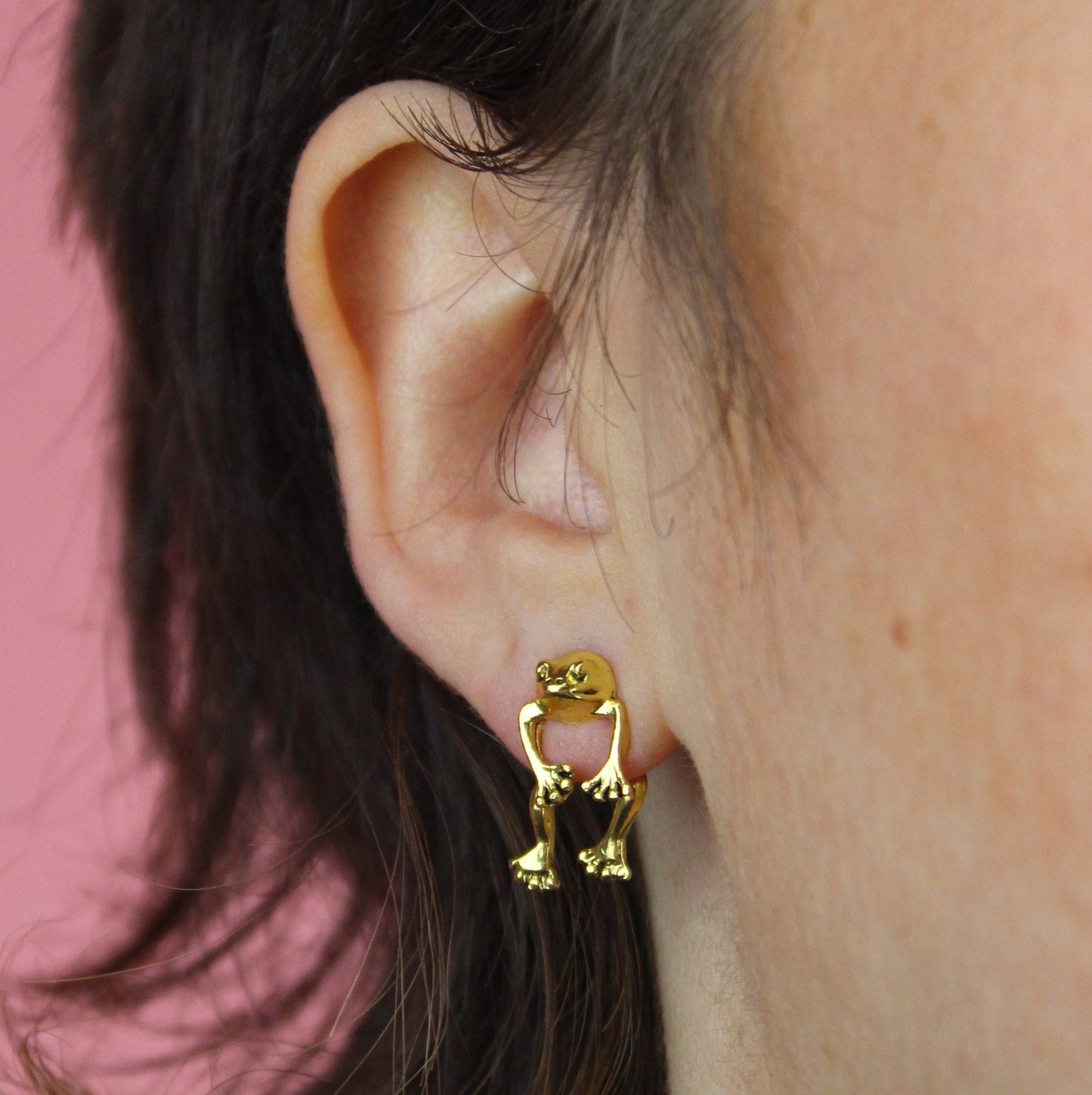 2 Piece Frog Stud Earrings (Gold Plated)
