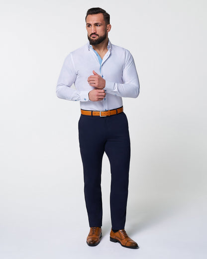 "The Briggs" Solid White with Light Blue Accents