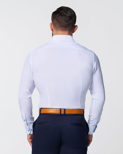 "The Briggs" Solid White with Light Blue Accents - Classic Fit