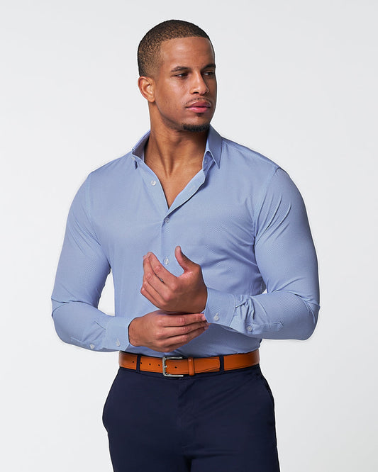 "The Morrison" Blue & White Mini Pattern - Classic Fit