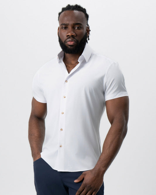 "The Marco" Solid White with Tortoise Shell Buttons