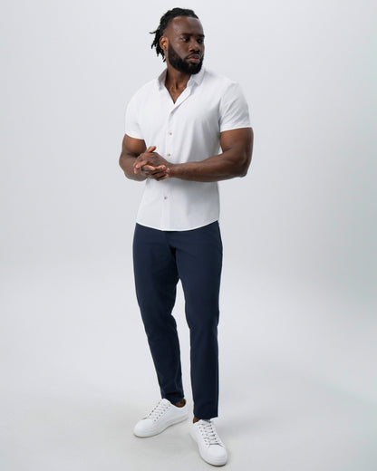 "The Marco" Solid White with Tortoise Shell Buttons