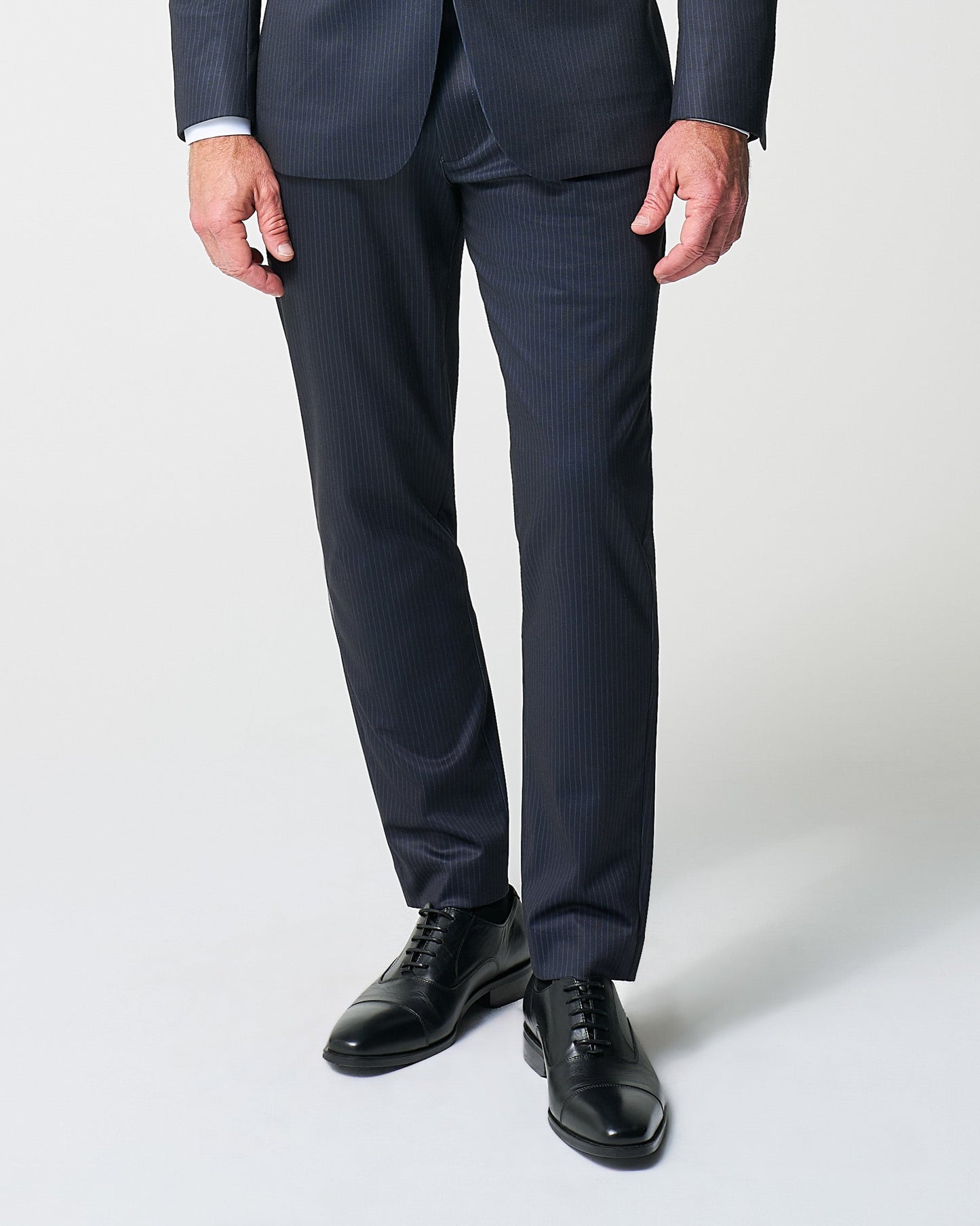 Athletic Fit Stretch Suit Pants - Knit Blue Chalk Stripe