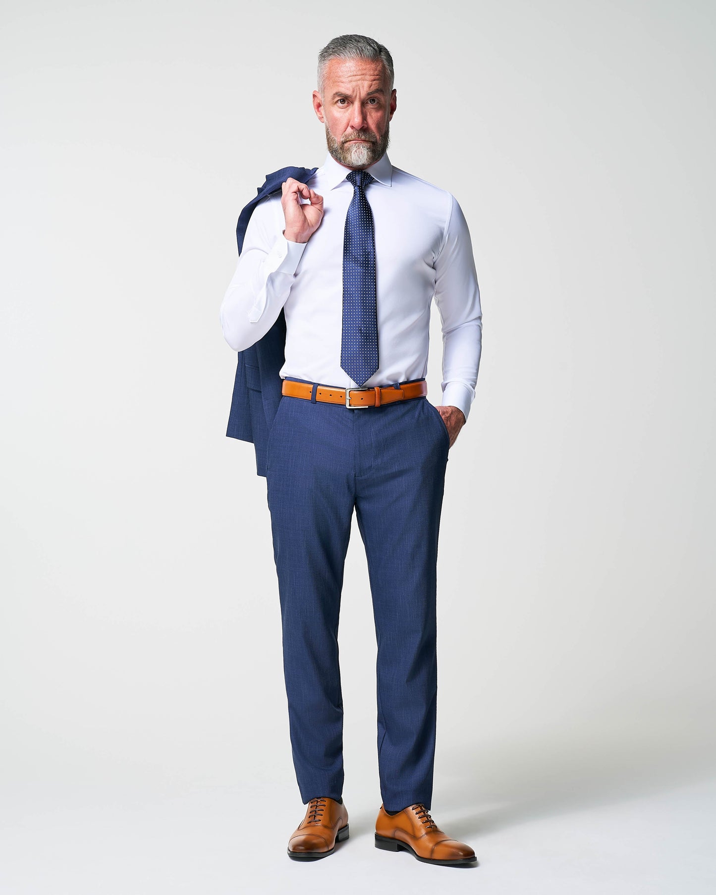 Athletic Fit Stretch Blazer - Heathered Navy