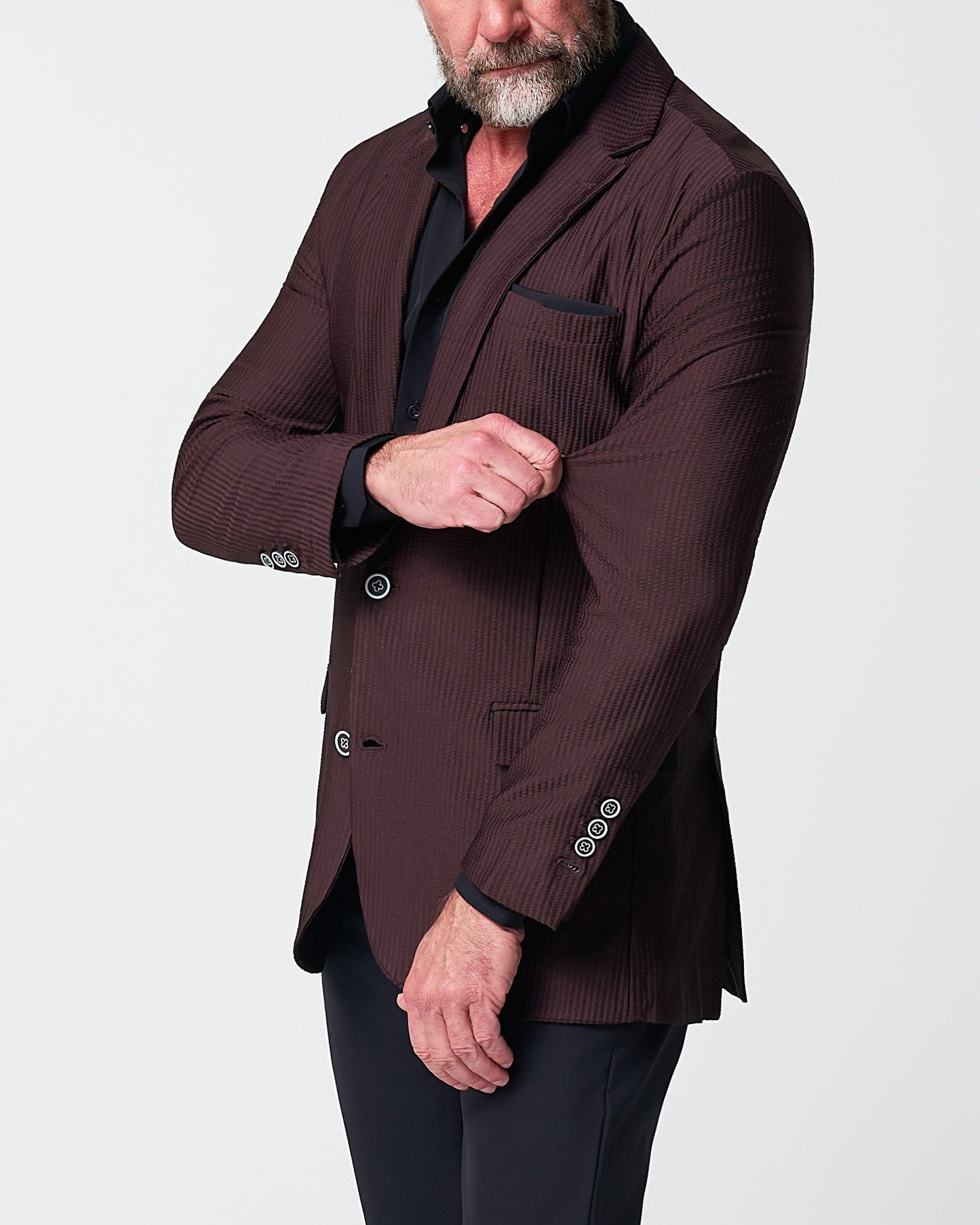 Athletic Fit Stretch Blazer - Plum Seersucker