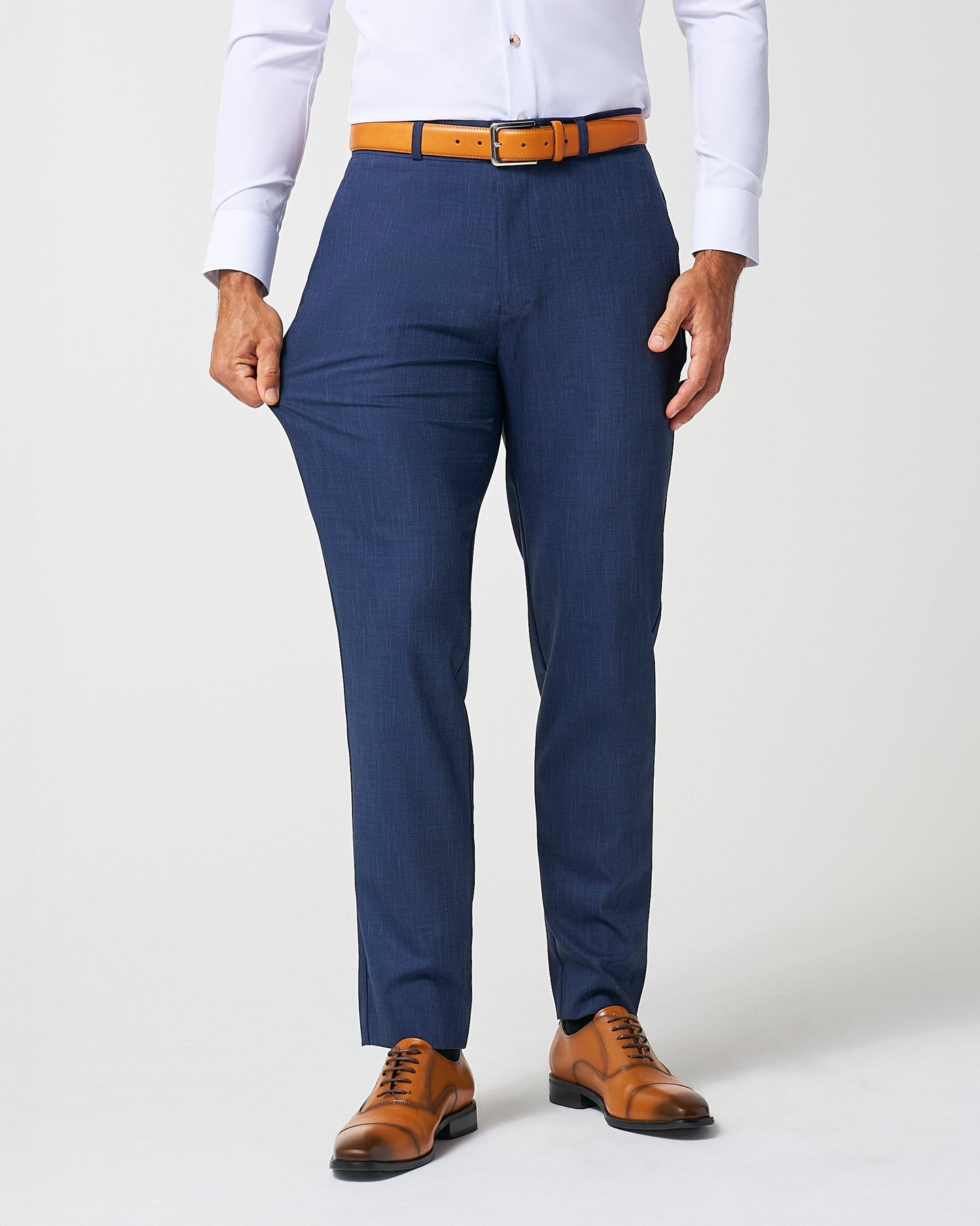 Athletic Fit Stretch Suit Pants - Heathered Navy