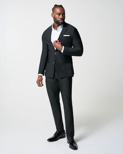 Athletic Fit Stretch Suit - Black Seersucker