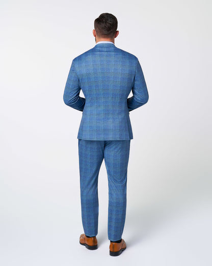 Athletic Fit Stretch Suit - Electric Blue Plaid