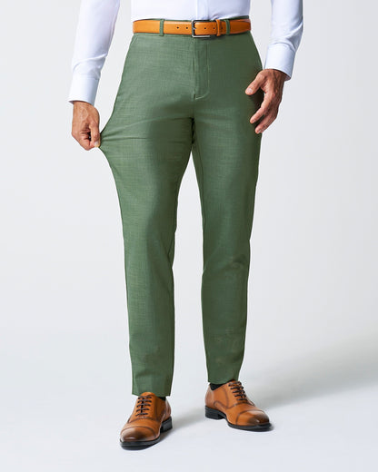 Athletic Fit Stretch Suit - Heathered Forest Green