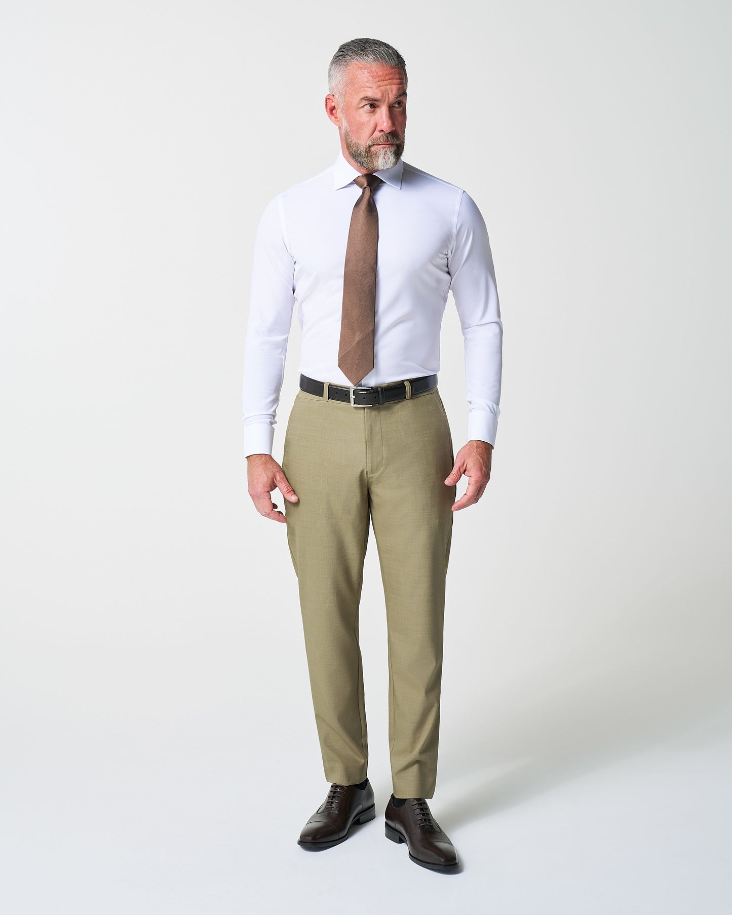 Athletic Fit Stretch Suit - Heathered Olive