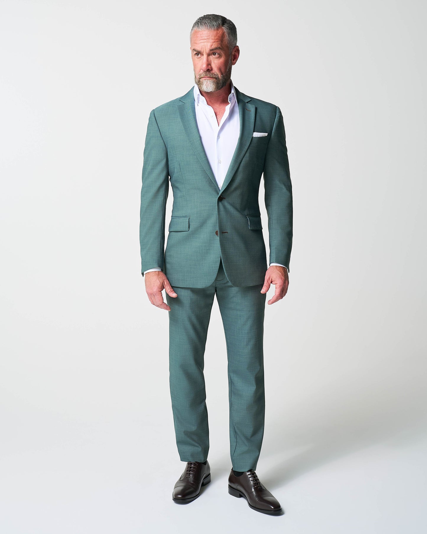 Athletic Fit Stretch Suit - Heathered Sea Green