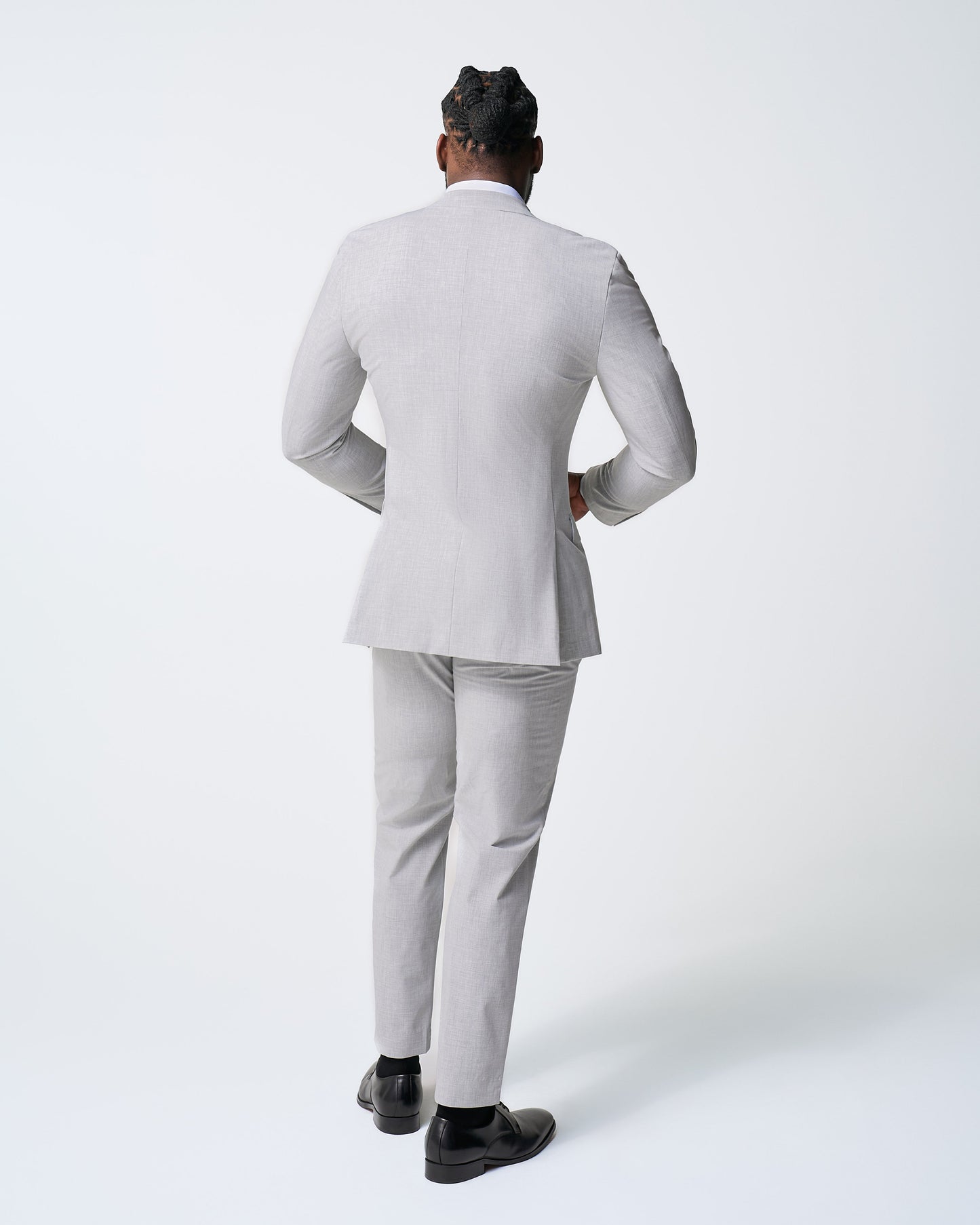 Athletic Fit Stretch Suit - Lightweight Heathered Light Grey