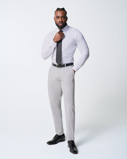 Athletic Fit Stretch Suit - Lightweight Heathered Light Grey