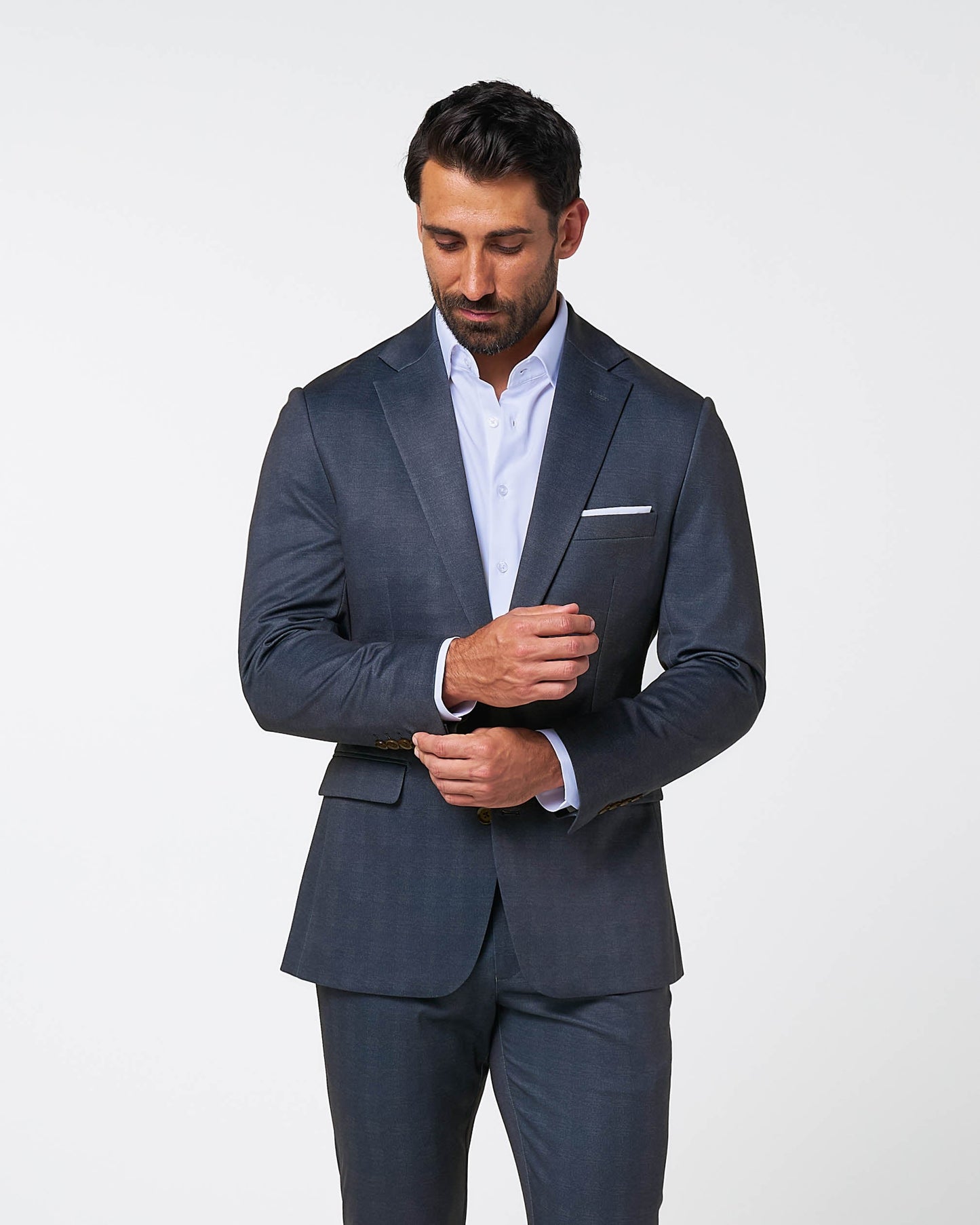 Athletic Fit Stretch Suit - Midnight Navy Plaid