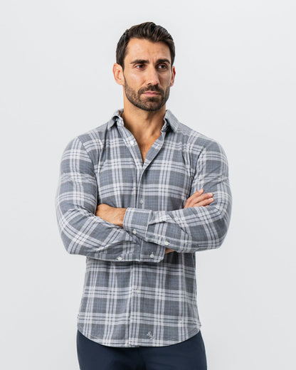 "The Warner" Grey and White Windowpane Button Down