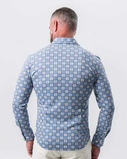 "The Ellis" Blue, Tan & Teal Plaid Button Down