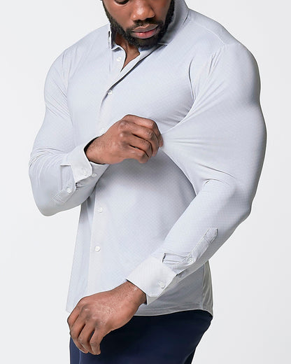 "The Larson" Sport Shirt - Grey & Big Dot
