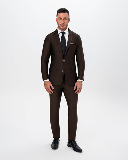 Athletic Fit Stretch Suit - Brown and Black Seersucker