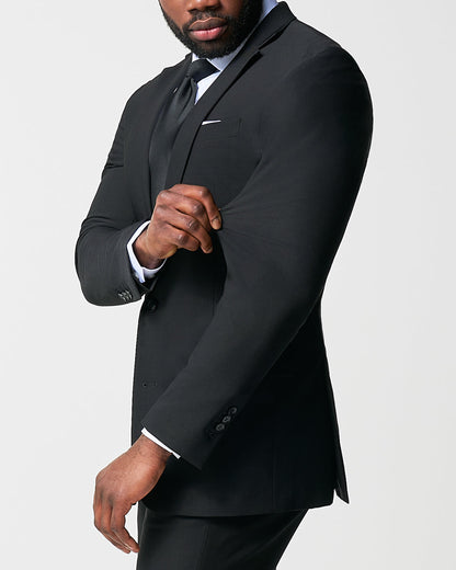 Athletic Fit Stretch Suit - Heathered Black