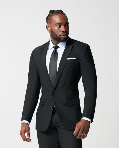 Athletic Fit Stretch Suit - Heathered Black