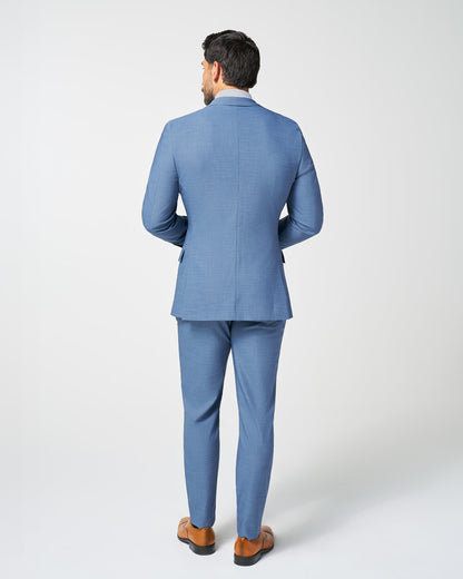 Athletic Fit Stretch Suit - Heathered Light Blue