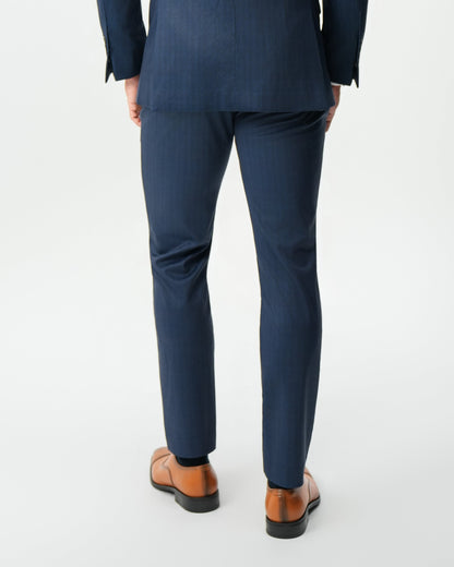 Athletic Fit Stretch Suit Pants - Navy & White Pinstripe