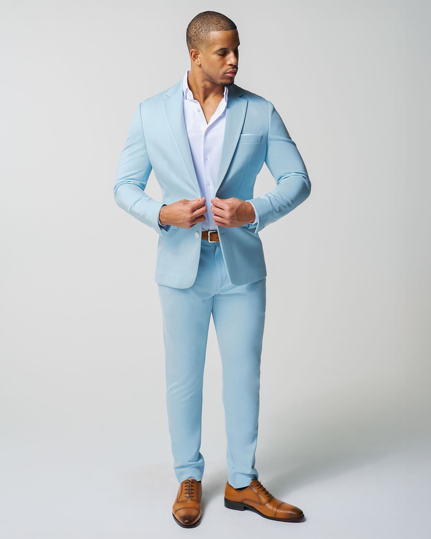 Athletic Fit Stretch Suit - Solid Cool Blue