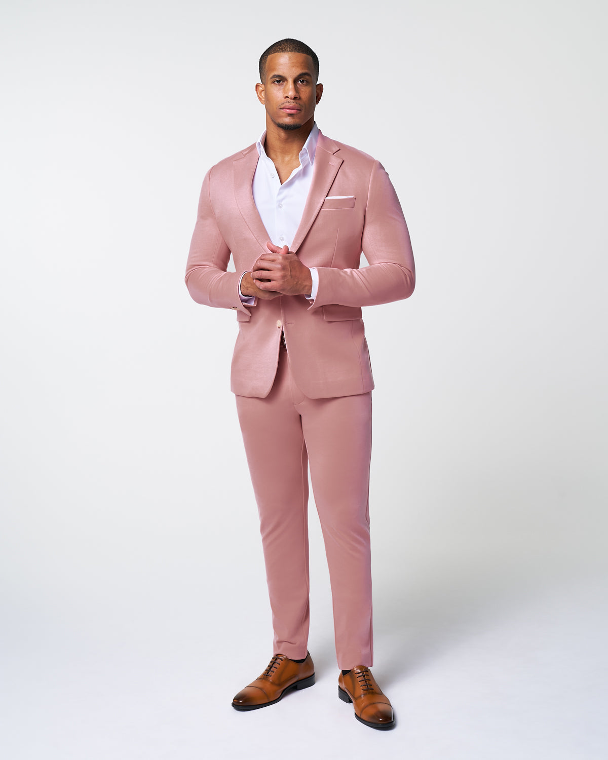Athletic Fit Stretch Suit - Solid Rose