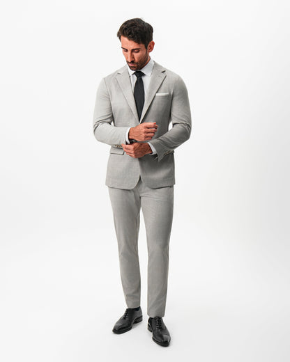 Athletic Fit Stretch Suit - Unstructured Stone Crosshatch