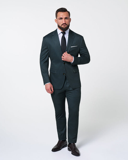 Athletic Fit Stretch Suit - Navy and Light Blue Microcheck